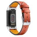 O Ozone Leather Band Compatible with Fitbit Charge 5 Smart Watch, Classic Genuine Leather Spots Replacement Bands with Metal Classic Buckle Bracelet Wristband Strap for Men Women-Orange - SW1hZ2U6MTQzNzYxMA==