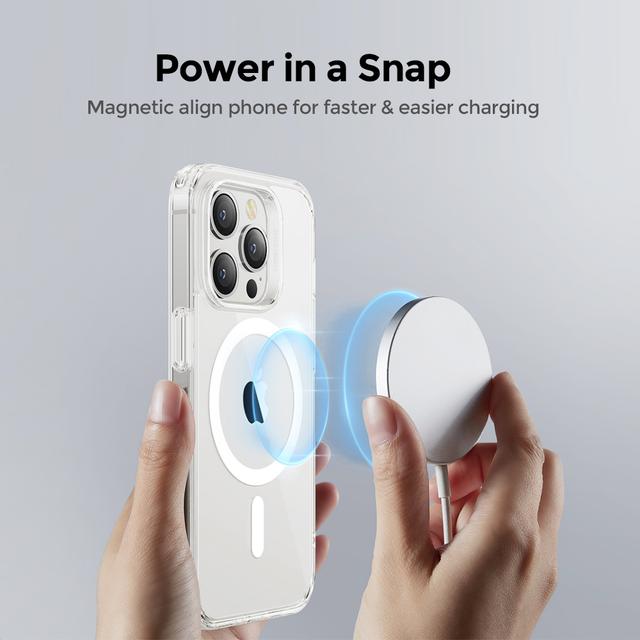 O Ozone Magnetic Case Compatible with iPhone 14 Pro, Compatible with MagSafe Wireless Charging, Clear Acrylic + TPU Slim ThinYellowing-Resistant Shock Absorption Hard Back Protective Mobile Phone Cover - SW1hZ2U6MTQzMjkxNA==