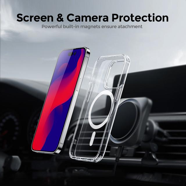 O Ozone Magnetic Case Compatible with iPhone 14 Plus, Compatible with MagSafe Wireless Charging, Clear Acrylic + TPU Slim ThinYellowing-Resistant Shock Absorption Hard Back Protective Mobile Phone Cover - SW1hZ2U6MTQzMjkyMg==