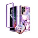 O Ozone Marble Bundle for Samsung Galaxy S23 5G Ultra Case + Galaxy Buds Case, Full-Body Smooth Gloss Finish Marble Shockproof Bumper Stylish Cover for Women Girls (Purple) - SW1hZ2U6MTQzNTMxMA==