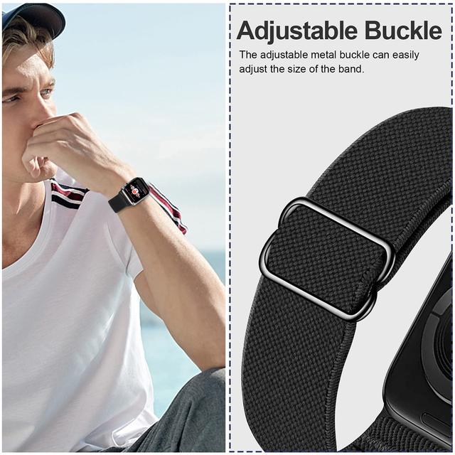 O Ozone [Pack of 2] Stretchy Solo Loop Straps Compatible with Apple Watch Band 38mm 40mm 41mm, Soft Nylon Elastic Sport Straps Wristbands for iWatch Series Ultra 8 7 6 5 4 3 2 1 SE Women Men, Sliver - SW1hZ2U6MTQzNzMxMg==