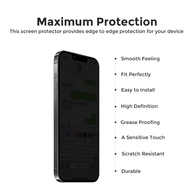 O Ozone [Pack Of 2] Privacy Screen Protector Compatible for iPhone 13/13 Pro 6.1 Inch Full Coverage Tempered Glass Screen Cover 9H Hardness 2.5D Edge Saver Anti-Spy Scratch-resistant Bubble Free - SW1hZ2U6MTQzMjg4Mw==
