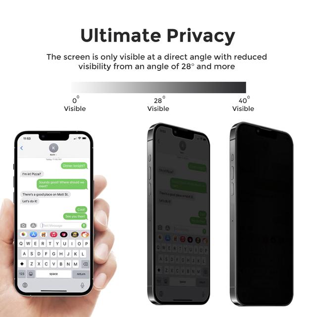 O Ozone [Pack Of 2] Privacy Screen Protector Compatible for iPhone 13/13 Pro 6.1 Inch Full Coverage Tempered Glass Screen Cover 9H Hardness 2.5D Edge Saver Anti-Spy Scratch-resistant Bubble Free - SW1hZ2U6MTQzMjg4NQ==