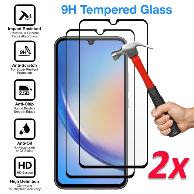 O Ozone [Pack Of 2] for Samsung Galaxy A34 5G Screen Protector 9H Hardness, Full Coverage Screen Guard, HD Ultra-thin Tempered Glass Screen Protector for Samsung Galaxy A34 [ Case Friendly ] - Black - SW1hZ2U6MTQzNTc4MA==