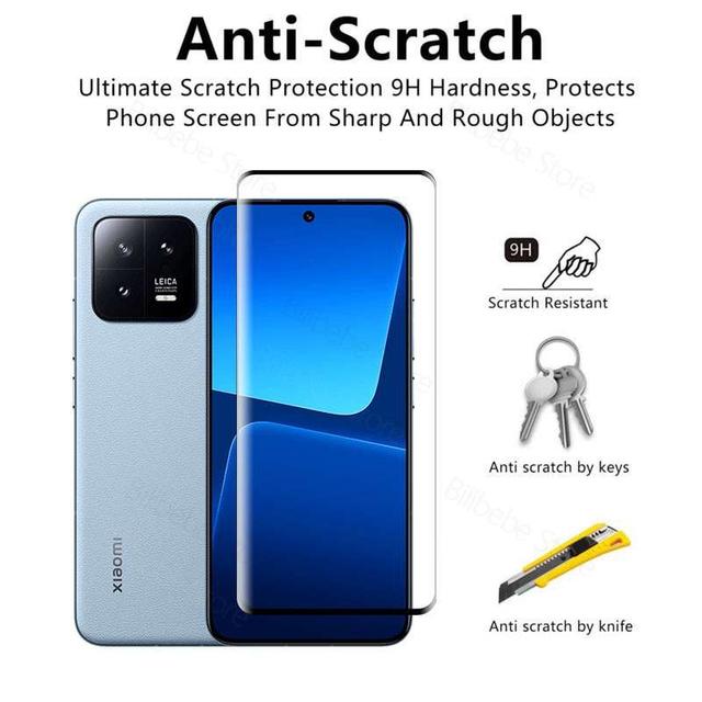 O Ozone [Pack Of 2] for Xiaomi 13 Pro Screen Protector 9H Anti-Scratch Shatterproof HD Curved Edge to Edge Full Coverage Ultra-thin Tempered Glass Screen Protector for Xiaomi Mi 13 Pro - Black - SW1hZ2U6MTQzOTI0Mg==