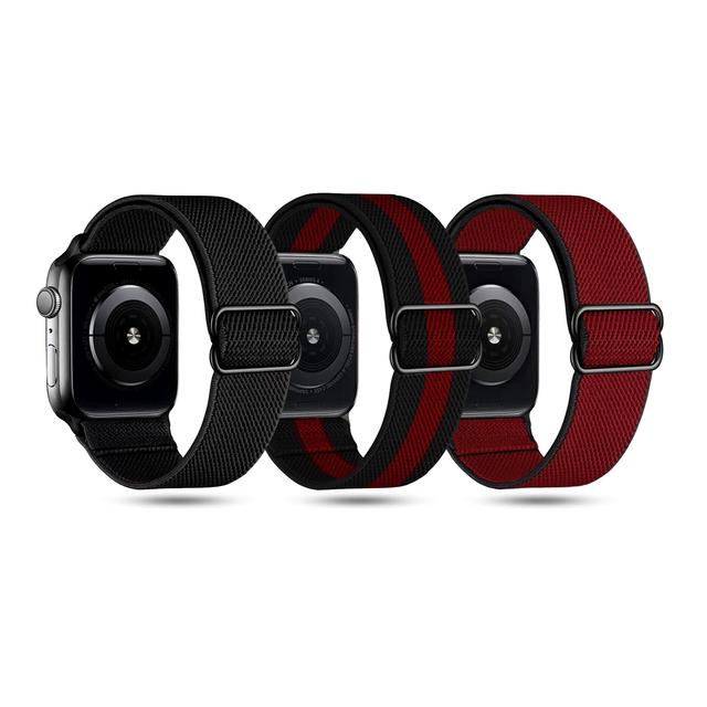 O Ozone [ Pack of 3 ] Stretchy Solo Loop Bands Compatible with Apple Watch Band 38mm 40mm 41mm , Adjustable Braided Nylon Elastic Sport Straps for iWatch Series Ultra 8 7 6 5 4 3 2 1 SE Women Men - SW1hZ2U6MTQzNzE3NQ==