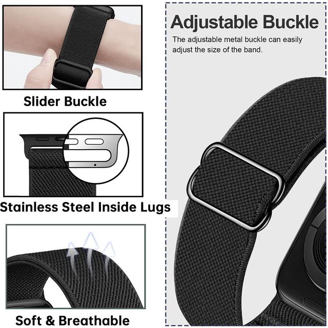 O Ozone [ Pack of 4 ] Stretchy Solo Loop Bands Compatible with Apple Watch 38mm 40mm 41mm, Adjustable Braided Nylon Elastic Sport Straps for iWatch Series Ultra 8 7 6 5 4 3 2 1 SE Women Men - SW1hZ2U6MTQzNzE2Ng==