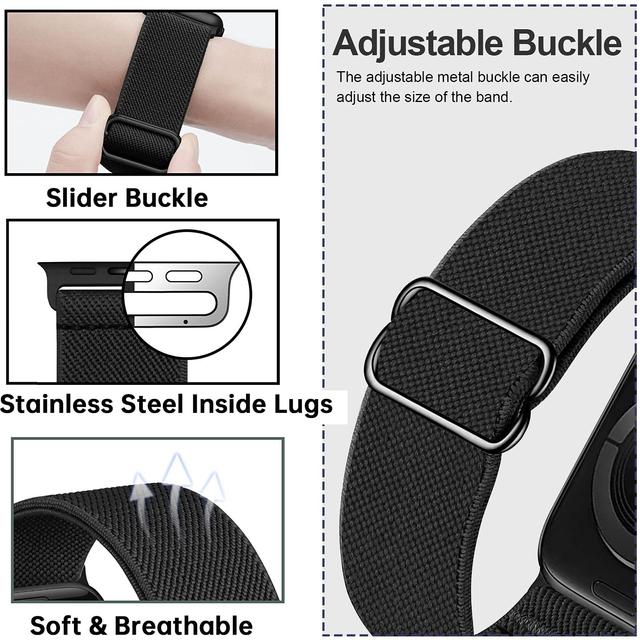 سوار ساعة ابل 38/40/41 مم رياضي نايلون عدد 3 ألوان متعددة  O Ozone Stretchy Solo Loop Bands Compatible with Apple Watch - SW1hZ2U6MTQzNzE2Ng==