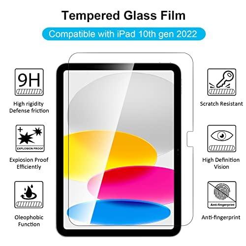 1 Pack iPad 10.9 10th Generation 2022 Screen Protector A2696/A2757/A2777,  Tempered Glass Film Guard for iPad 10th Gen 10.9 2022 Release 
