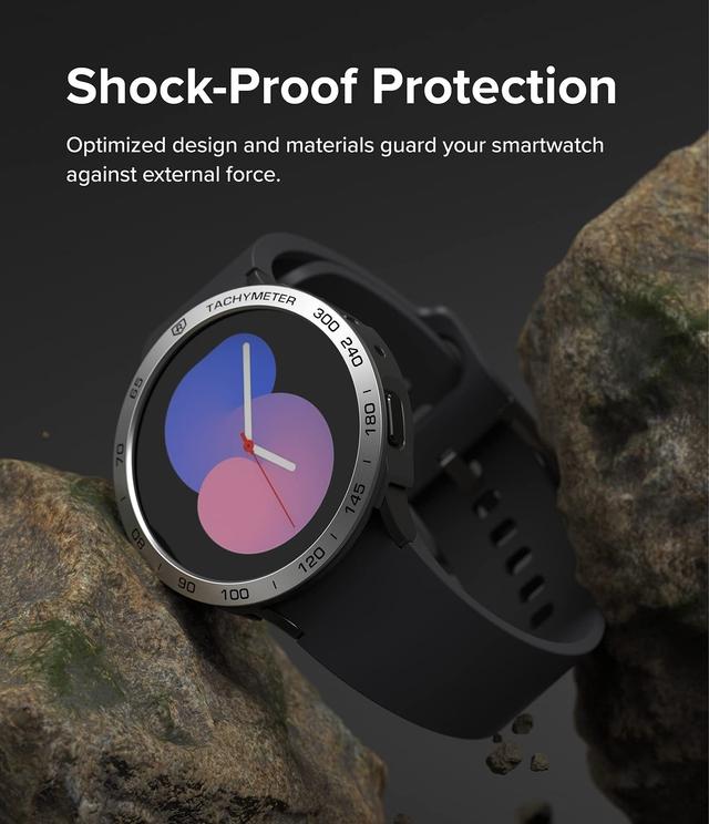 Ringke [Air Sports + Bezel Styling] Compatible With Samsung Galaxy Watch 5 40mm , Flexible Shockproof TPU Case with Adhesive Aluminum Frame Ring Cover - Black + 40-10 - SW1hZ2U6MTQzODIzNg==