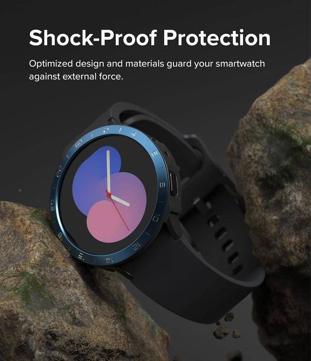 Ringke [Air Sports + Bezel Styling] Compatible With Samsung Galaxy Watch 5 40mm , Flexible Shockproof TPU Case with Adhesive Aluminum Frame Ring Cover - Black + 40-12 - SW1hZ2U6MTQzODI2Ng==