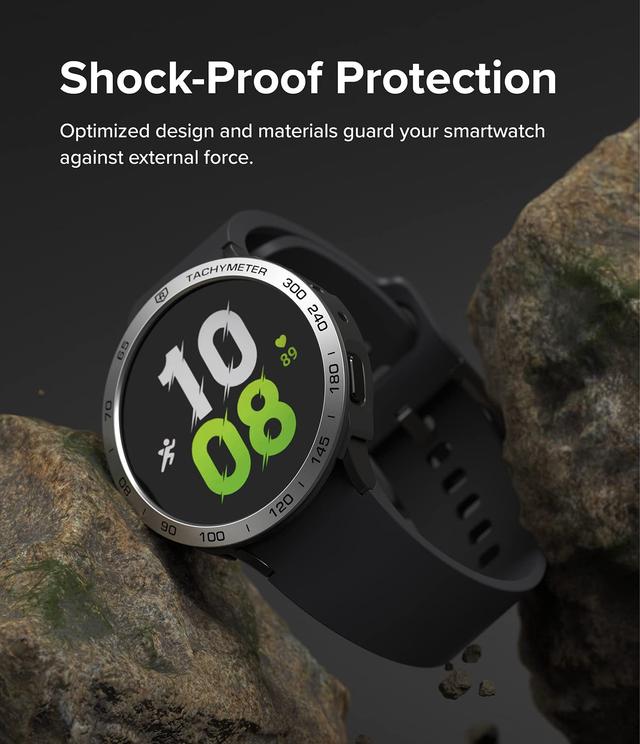 Ringke [Air Sports + Bezel Styling] Compatible With Samsung Galaxy Watch 5 44mm , Flexible Shockproof TPU Case with Adhesive Aluminum Frame Ring Cover - Black + 44-10 - SW1hZ2U6MTQzODQ3NQ==