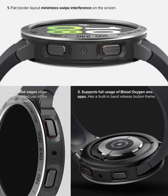 Ringke [Air Sports + Bezel Styling] Compatible With Samsung Galaxy Watch 5 44mm , Flexible Shockproof TPU Case with Adhesive Aluminum Frame Ring Cover - Black + 44-10 - SW1hZ2U6MTQzODQ3Nw==