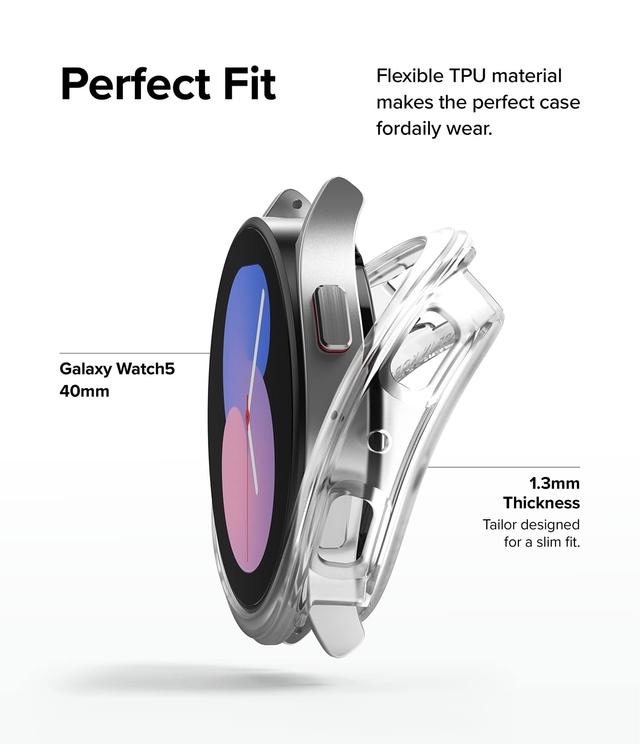 Ringke Air Sports Compatible With Samsung Galaxy Watch 5 40mm , Thin Soft Flexible Rugged TPU Raised Bezel Frame Protective Button Cover [Designed Case for Galaxy Watch 5 40mm] - Matte Clear - SW1hZ2U6MTQzODMxMw==
