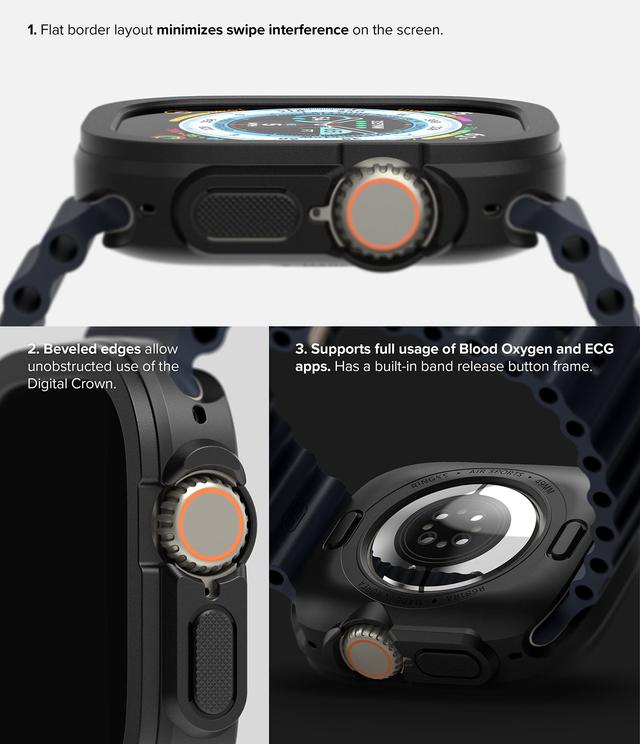 كفر ساعة ابل واتش الترا أسود 49 ملم بولي كربونات رينجكي Ringke Air Sports Series Cover Compatible with Apple Watch Ultra - SW1hZ2U6MTQzNzQ5MA==