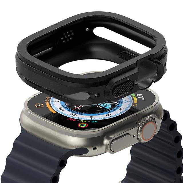Ringke Air Sports Series Cover Compatible with Apple Watch Ultra 49mm Case for Series 8 Soft Flexible Rugged TPU Raised Bezel Frame Protective Button Cover - Black - SW1hZ2U6MTQzNzQ4MA==