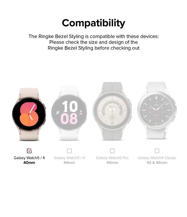 Ringke Bezel Styling Compatible With Galaxy Watch 5/Galaxy Watch 4 (40mm) , Adhesive Frame Ring Cover Anti Scratch [Stainless Steel] Case Accessory - 40-01 - SW1hZ2U6MTQzODE4Mw==