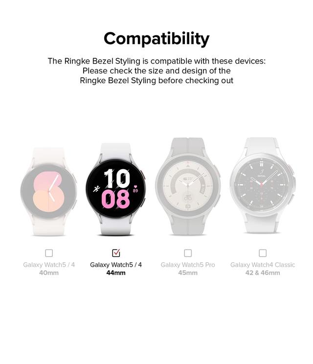 كفر حماية ساعة جالاكسي واتش4/5  اطار المنيوم 44 ملم رينجكي Ringke Bezel Styling Compatible With Galaxy Watch 5/Galaxy Watch 4 - SW1hZ2U6MTQzODQyMg==