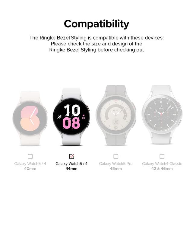 كفر حماية ساعة جالاكسي واتش4/5 اطار المنيوم 44 ملم رينجكي Ringke Bezel Styling Compatible With Galaxy Watch 5/Galaxy Watch 4 - SW1hZ2U6MTQzODQ1Mg==
