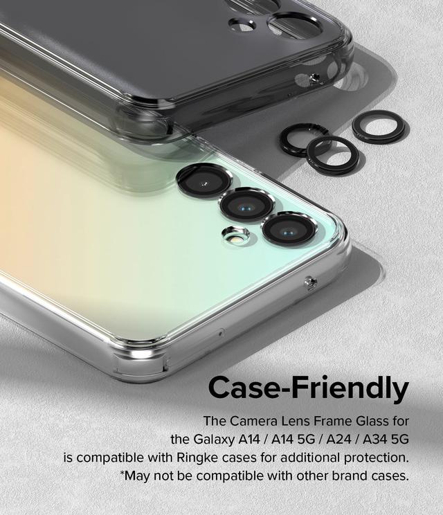 Ringke Camera Lens Frame Glass Compatible with Samsung Galaxy A14 / A24 / A34, Anti-Fingerprint Tempered Glass Covers and Aluminum Alloy Frames Adhesive Coating Camera Lens Protector -Black - SW1hZ2U6MTQzNTY5OQ==