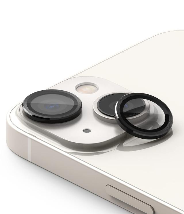 Ringke Camera Lens Frame Glass Compatible with iPhone 14 / 14 Plus, Anti-Fingerprint Tempered Glass Covers and Aluminum Alloy Frames Adhesive Coating Camera Lens Protector-Black - SW1hZ2U6MTQzMzk5Ng==