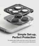 Ringke Camera Lens Frame Glass Compatible with iPhone 14 Pro / 14 Pro Max, Anti-Fingerprint Tempered Glass Covers and Aluminum Alloy Frames Adhesive Coating Camera Lens Protector-Black - SW1hZ2U6MTQzMzc2OQ==