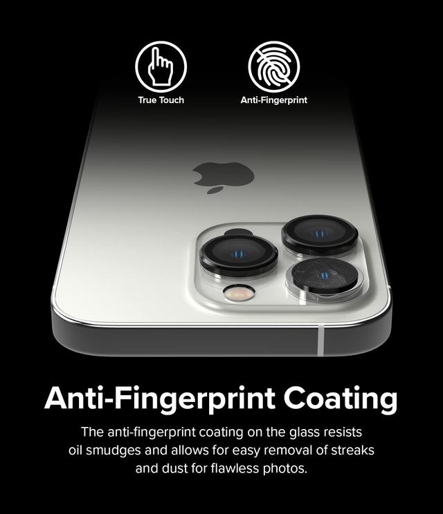 Ringke Camera Lens Frame Glass Compatible with iPhone 14 Pro / 14 Pro Max, Anti-Fingerprint Tempered Glass Covers and Aluminum Alloy Frames Adhesive Coating Camera Lens Protector-Black - SW1hZ2U6MTQzMzc3Mw==