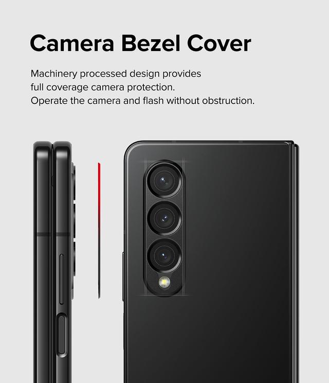 Ringke Camera Styling Compatible With Samsung Galaxy Z Fold 4 (2022) , Aluminium Frame Camera Lens Protector, Tough Protective Phone Cover Sticker - Black - SW1hZ2U6MTQzNjA0NA==