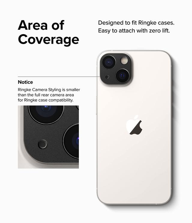 Ringke Camera Styling Compatible with iPhone 14 / 14 PlusCamera Lens Protector, Aluminium Frame Tough Protective Cover Sticker - Black - SW1hZ2U6MTQzMzk3Mg==
