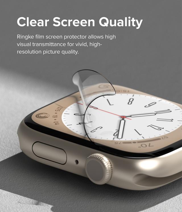 Ringke Dual Easy Film Screen Protector Compatible with Apple Watch 41mm Series 8/7 and Apple Watch 40mm Series SE/6/SE/5/4 (Pack of 3) High Resolution Anti-Fingerprint Easy Application - Clear - SW1hZ2U6MTQzNzQyOQ==