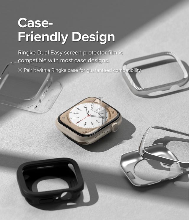 Ringke Dual Easy Film Screen Protector Compatible with Apple Watch 45mm Series 8/7 and Apple Watch 44mm Series SE/6/SE/5/4 (Pack of 3) High Resolution Anti-Fingerprint Easy Application - Clear - SW1hZ2U6MTQzNzM5OQ==