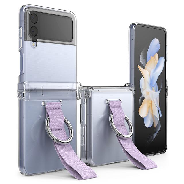 Ringke Slim Ring Hinge Series Cover Compatible with Galaxy Z Flip 4 Case Ultra-thin Transparent Impact-Resistant and Durable Protective Case with Phone Grip Ring and Built in Strap - Purple - SW1hZ2U6MTQzNjIzMQ==