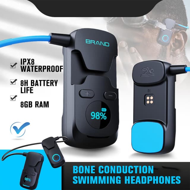 سماعة غواصين بلوتوث لاسلكية 300 مللي أمبير Swim And Dive Bone Conduction Headphones