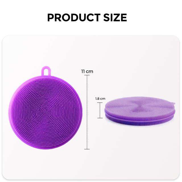 Silicone Dishwash Sponge Made of Food Grade Material for Dishes [Pack of 3] Sponge is Dishwasher Safe, Heat Resistant and BPA Free - Red/Purple/Blue - SW1hZ2U6MTQzNDQ3MQ==