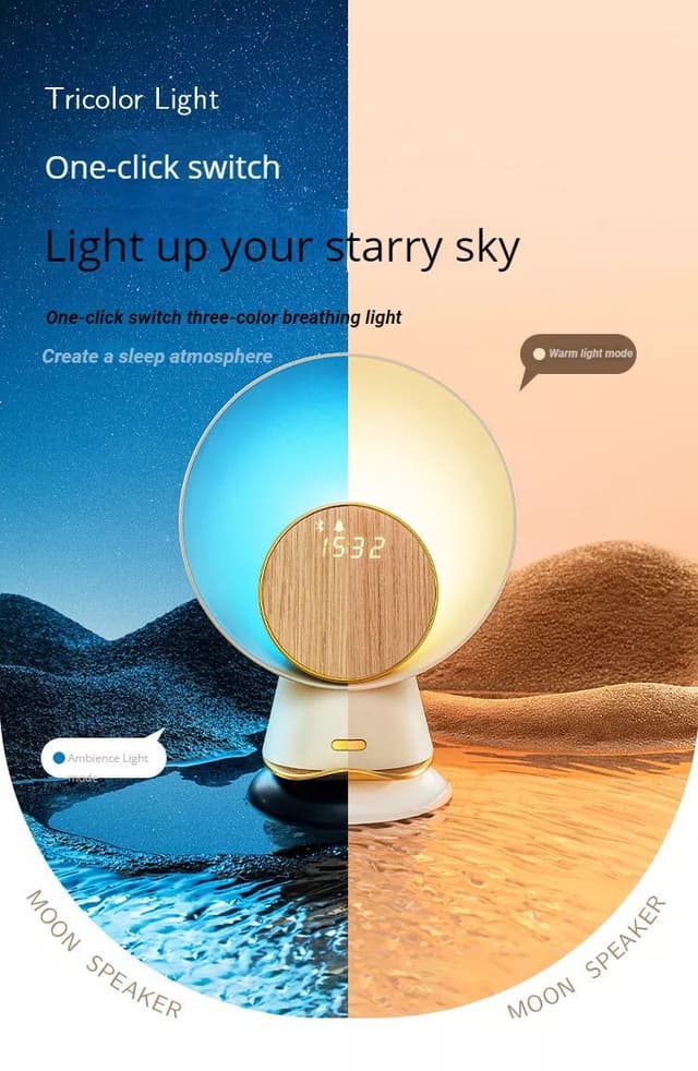 Moonlight Sensor Night Light With Wireless Charging BlueTooth Speaker Intelligent Home Alarm Clock