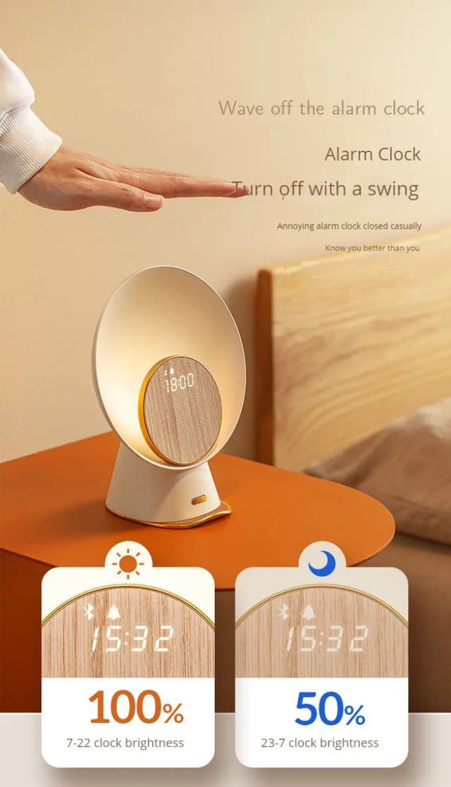 Moonlight Sensor Night Light With Wireless Charging BlueTooth Speaker Intelligent Home Alarm Clock