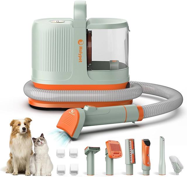 مكنسة كهربائية لتنظيف شعر الحيوانات مع مكينة حلاقة ومشط Molypet Dog Vacuum for Shedding Grooming Kit & Vacuum Suction - SW1hZ2U6MTQyMTMzNQ==