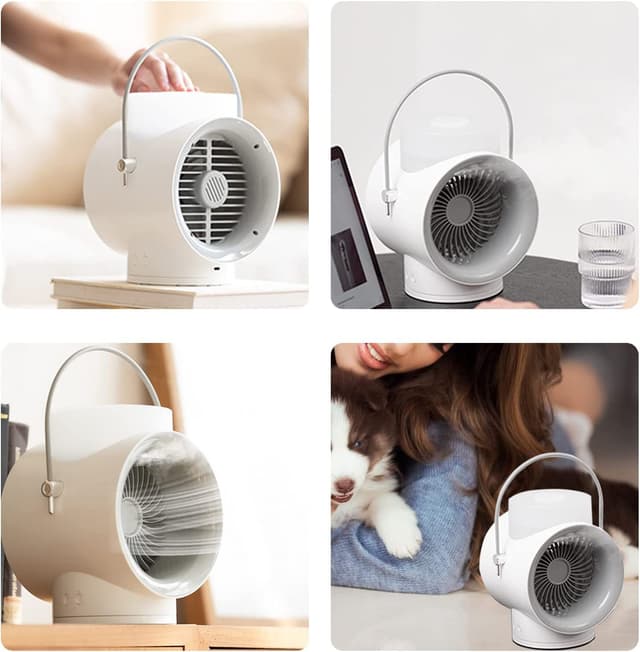مروحة صغيرة متنقلة مع خزان ماء واضاءة مدمجة 4000 مللي أمبير Portable Wireless Fan Humidifier Diffuser