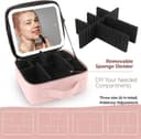 Travel Makeup Bag With Led Mirror Organiser Case With Adjustable Compartment