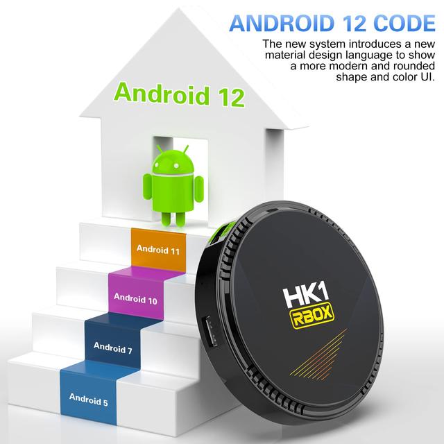 Wownect HK1 RBOX H8 Mini Smart Android TV Box 12.0 TV Box Allwinner H618 [4GB / 64GB] Set Top Box Supports 4K 6K + Dual WiFi 2.4G 5G , BT5.0 Streaming Media Player with Remote Control - SW1hZ2U6MTQzMTk1OA==