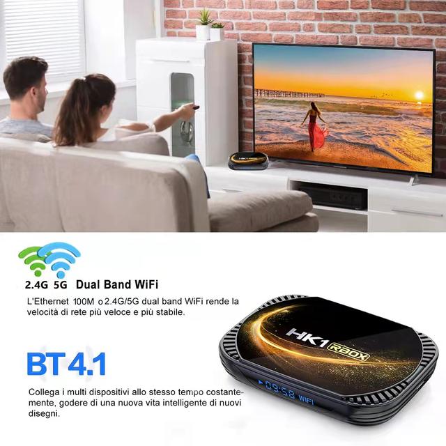 Wownect Mini Smart Android 11.0 Tv Box HK1 RBOX X4S Amlogic S905X4 Quad-Core 64-bit ARM Cortex-A55 TV Box Support 2.4G/5G Dual WiFi BT 4.0 Ultra HD 8K/4K HDR H.265 USB 2.0 TV Android Set Top Box - SW1hZ2U6MTQzMTk3OQ==