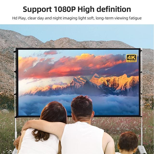 Wownect Projector Screen with Stand , 100 Inch Portable Indoor Outdoor Projection Screen 16:9 HD 4K Projector Screen Fast-Folding Projector Screen with Stand Legs and Carry Bag for Home Party Camping - SW1hZ2U6MTQzNzA2Ng==