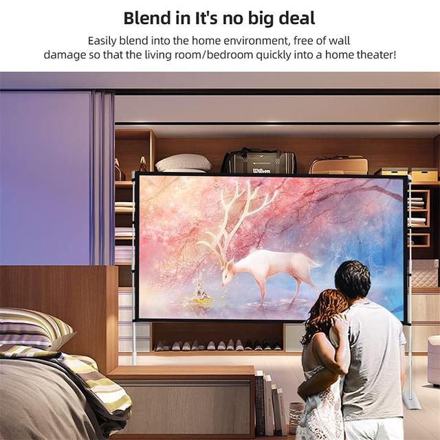 Wownect Projector Screen with Stand , 100 Inch Portable Indoor Outdoor Projection Screen 16:9 HD 4K Projector Screen Fast-Folding Projector Screen with Stand Legs and Carry Bag for Home Party Camping - SW1hZ2U6MTQzNzA2OA==