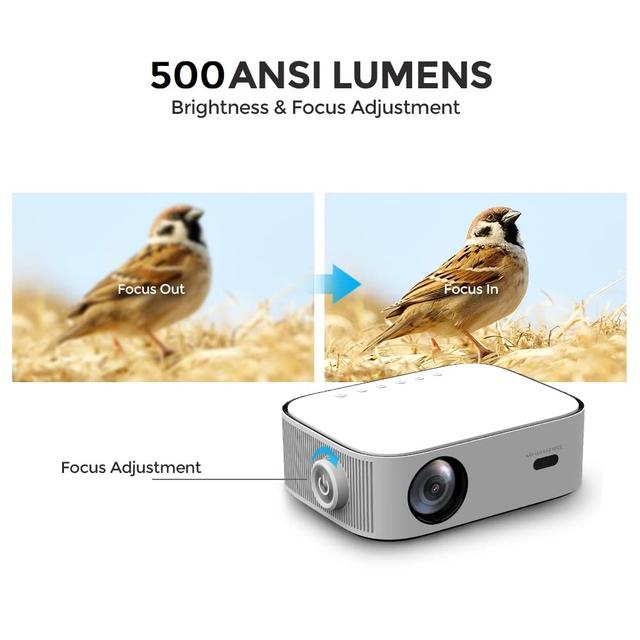 Wownect Smart Android Projector 500ANSI Lumens | Auto Focus | Native 1080P Portable Outdoor Movie Projector 4K Support | Android 9.0 TV Download Apps Bluetooth WiFi Home Theater Video Projector- White - SW1hZ2U6MTQzNDkxNw==