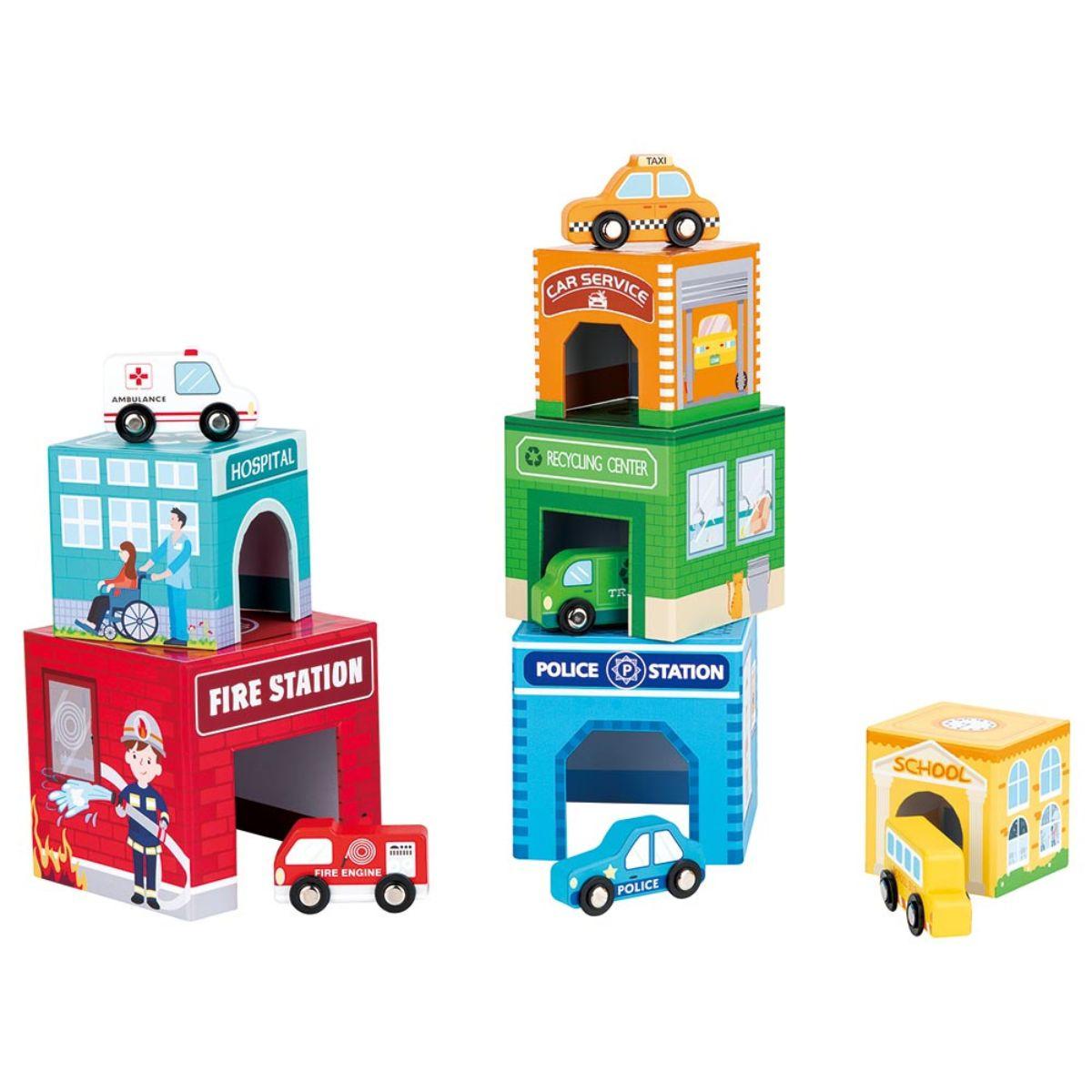 العاب اطفال مع سيارات 6 قطع ليلين Lelin Stacking Cube with 6 Vehicles