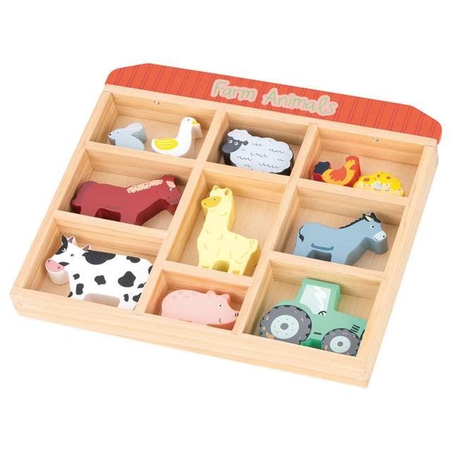 العاب خشبية للاطفال ليلين Lelin Farm Animals And Wooden Box
