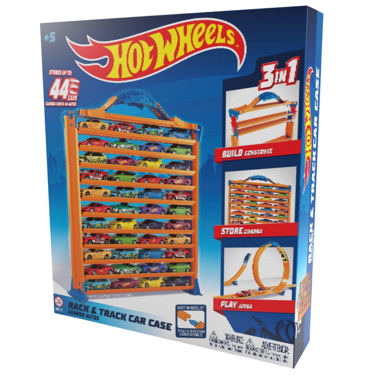 حقيبة تخزين سيارات 44 قطعة + مسار سباق عدد 2 هوت ويلز Hot Wheels Car Case Rack And Race