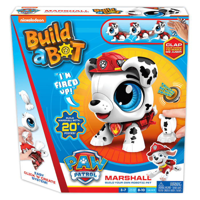 مجسمات روبوت للاطفال تصميم الجرو الأبيض بيلد ابوت Build a Bot Paw Patrol Marshall