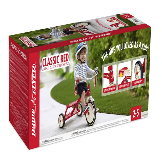 سيكل ثلاث عجلات أحمر راديو فلاير Radio Flyer Classic Red Dual Deck Tricycle