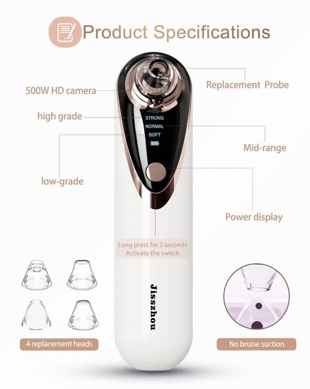Jisszhou Blackhead Remover Vacuum with Camera And 4 Suction Heads